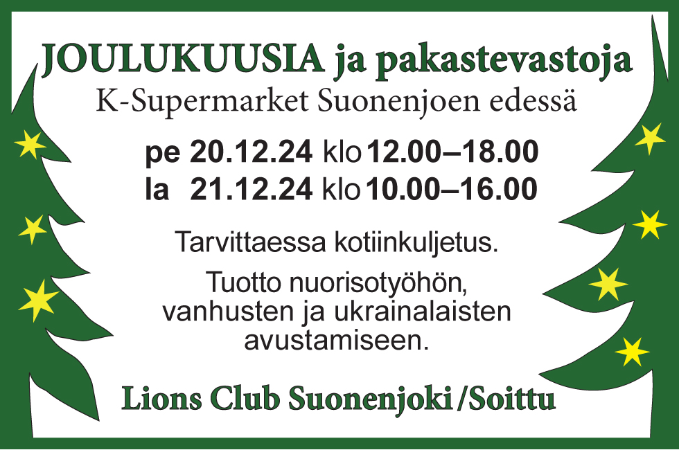 Joulukuusien ja pakastevastojen myyntiajat