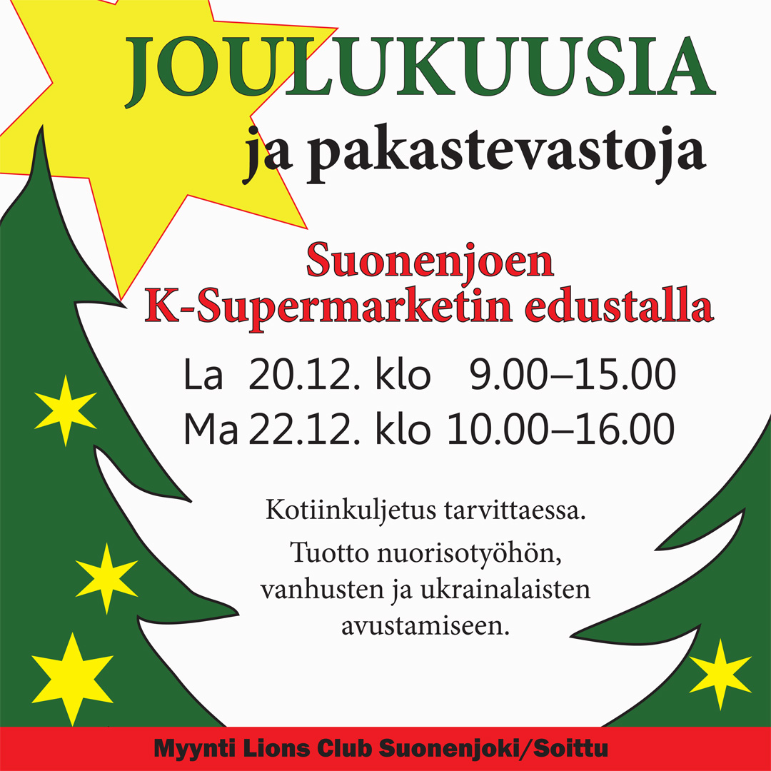 Joulukuusien ja pakastevastojen myynti 2025