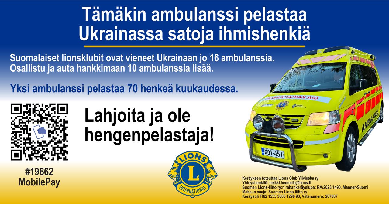Ambulansseja Ukrainaan -keräys
